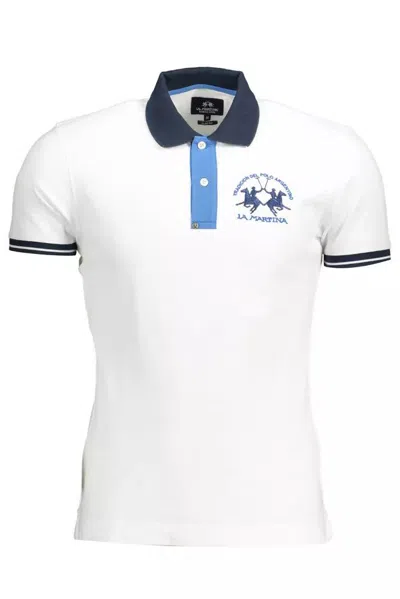 Shop La Martina White Cotton Polo Shirt