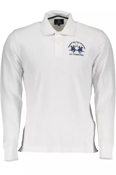 Shop La Martina White Cotton Polo Shirt