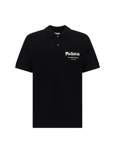 Shop Alexander Mcqueen Polo Shirts In Black