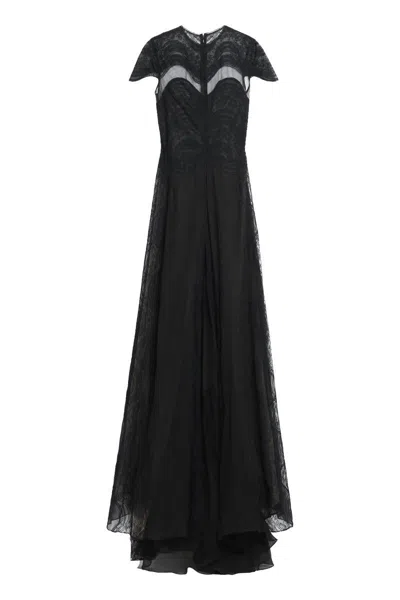 Shop Costarellos Lollobrigida Georgette Dress In Black