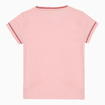 Shop Golden Goose Pink Cotton Crew-neck T-shirt With Embroidery