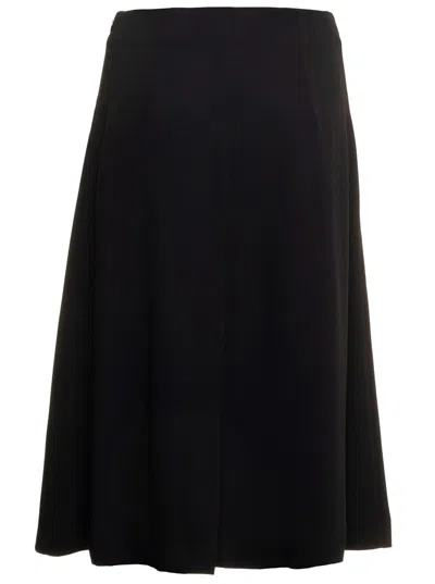 Shop Douuod Black Pleated Long Skirt In Techno Fabric Woman