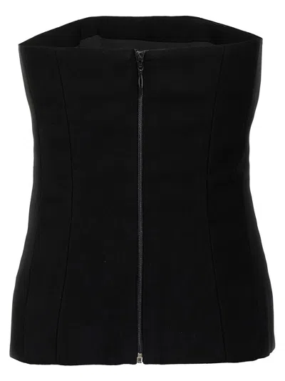 Monot Strapless Crepe Bustier Top In Black