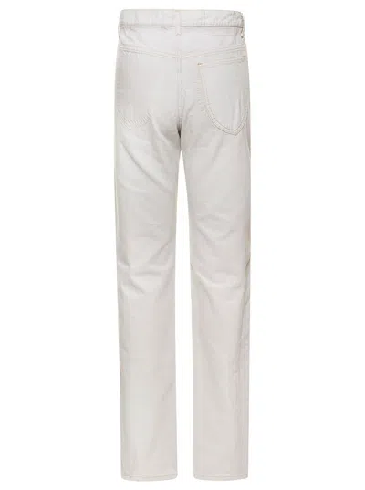 Shop Maison Margiela White 5-pocket Style Straight Jeans With Contrasting Stitching In Cotton Denim Woman