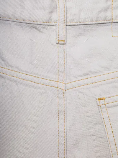 Maison Margiela White 5-pocket Style Straight Jeans With Contrasting Stitching In Cotton Denim Woman In White