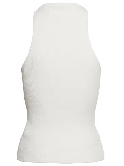 Shop Mvp Wardrobe 'santa Monica' White Ribbed Tank Top In Viscose Blend Woman