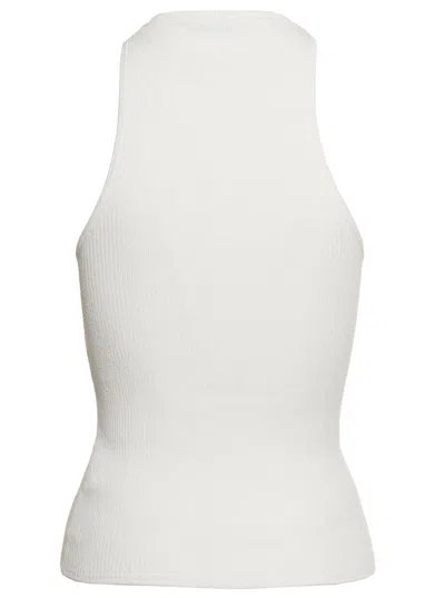 Mvp Wardrobe 'santa Monica' White Ribbed Tank Top In Viscose Blend Woman In White