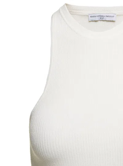 Mvp Wardrobe 'santa Monica' White Ribbed Tank Top In Viscose Blend Woman In White