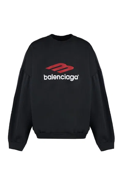 Shop Balenciaga Cotton Crew-neck Sweatshirt In Black