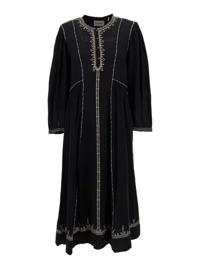 Shop Isabel Marant Étoile Black 'pippa' Midi Dress In Cotton Woman