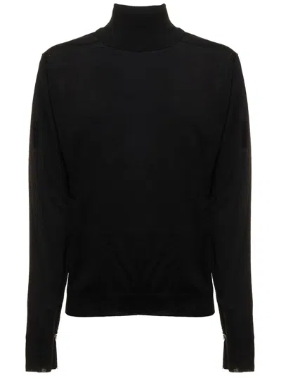 Maison Margiela Black Turtle Neck With Contrasting Stitching Detail In Wool Woman In Black