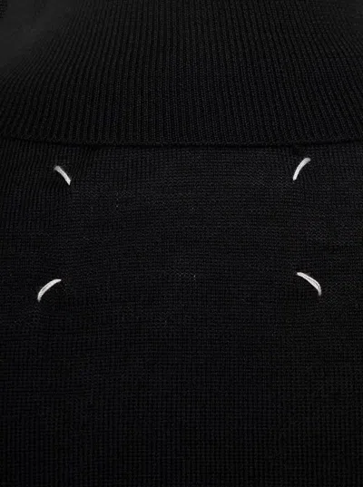 Shop Maison Margiela Black Turtle Neck With Contrasting Stitching Detail In Wool Woman