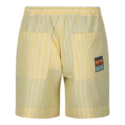 Shop Maison Kitsuné Maison Kitsune' Shorts In Light Yellow Stripes