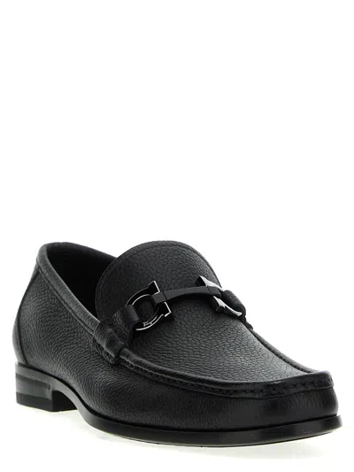 Shop Ferragamo 'gancini' Loafers In Black