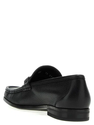 Shop Ferragamo 'gancini' Loafers In Black