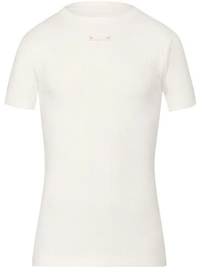 Shop Maison Margiela T-shirt With Application In Nude & Neutrals