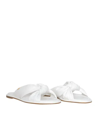 Michael Kors Open-toed Flat-bottomed Sandals In White