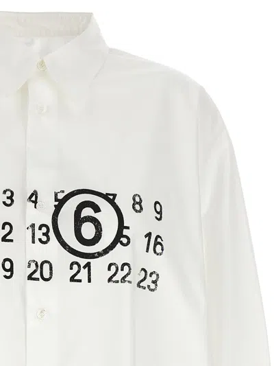 Shop Mm6 Maison Margiela 'numeric Signature' Shirt Dress In White/black