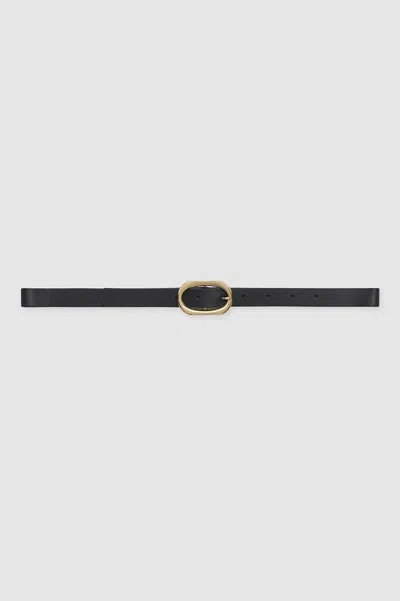Shop Anine Bing Small Signature Link Belt In Black With Gold