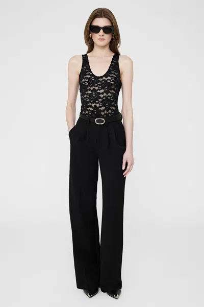 Anine Bing Alysha Stretch-lace Bodysuit In Black