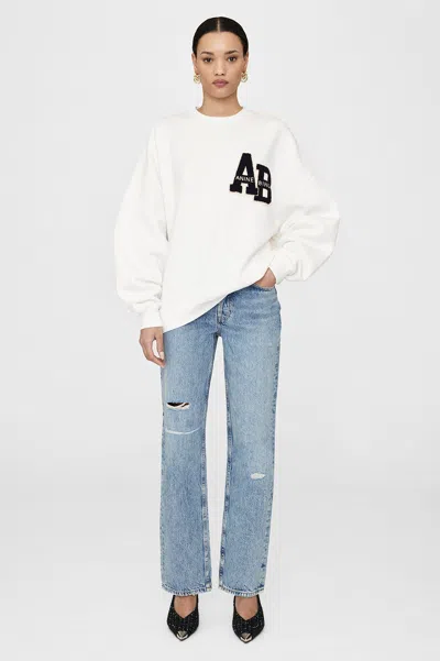 Shop Anine Bing Miles Sweatshirt Letterman In Off White