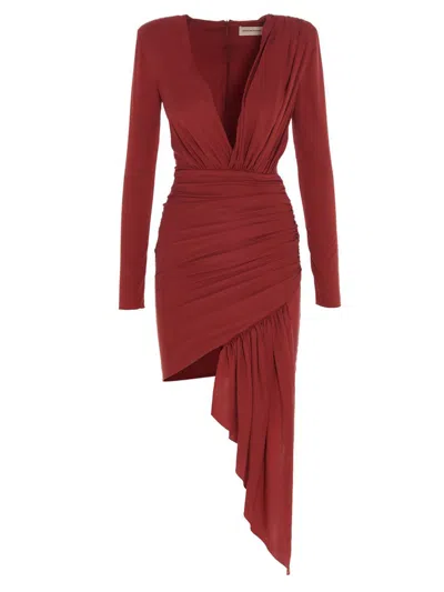 Shop Alexandre Vauthier Draped Silk Dress In Red