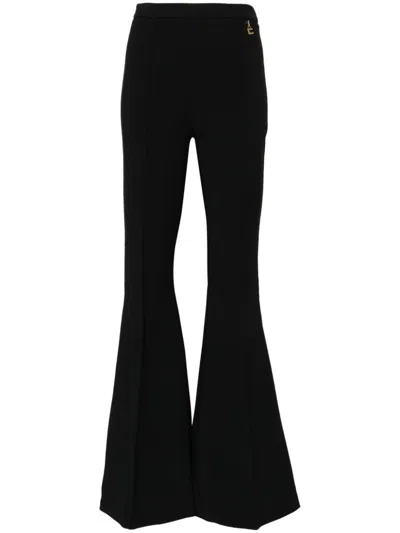 Shop Elisabetta Franchi Bell-shaped Trousers In Black