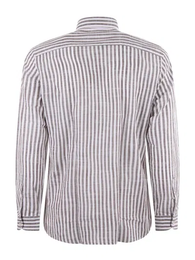 Shop Fay Shirt In Bianco/marrone