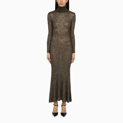 Shop Balenciaga And Gold Dress With Sequins In Brown