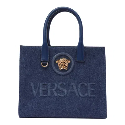 Shop Versace Bags In Blue
