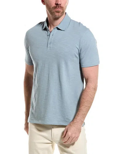 Shop Vince Slub Polo Shirt In Blue