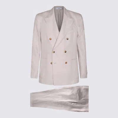 Shop Boglioli Beige Linen Suits In Cream