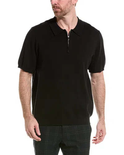 Shop Elie Tahari Quarter-zip Polo Shirt In Black