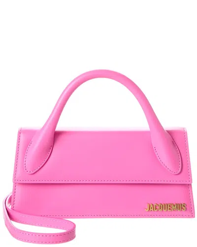 Shop Jacquemus Le Chiquito Long Leather Shoulder Bag In Pink