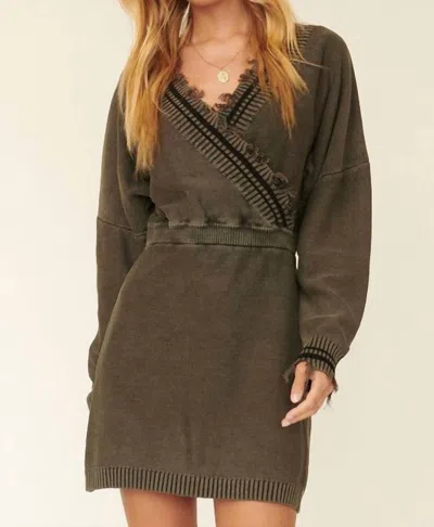 Shop Promesa Serena Sweatshirt Dress In Olive In Brown