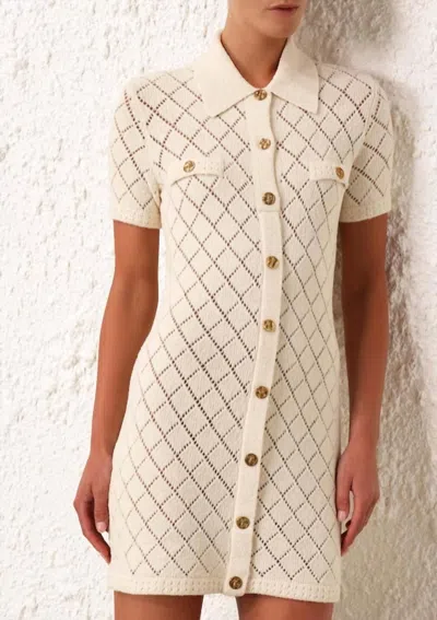 Shop Zimmermann Matchmaker Polo Mini Dress In Cream In Beige