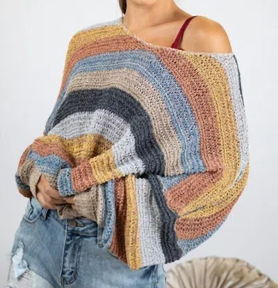 Shop Davi & Dani Striped Lightweight Sweater In Mint In Multi