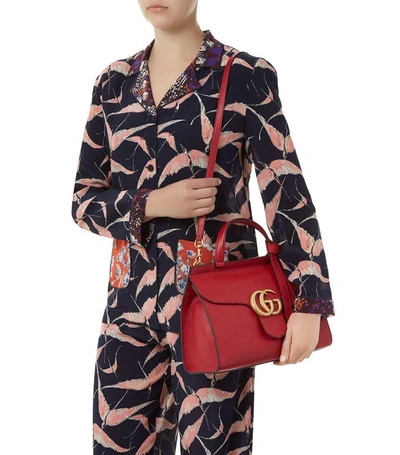 Shop Gucci Marmont Gg Tote In Red