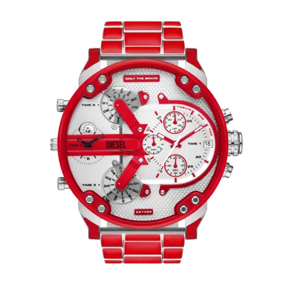 Shop Diesel Men's Mr. Daddy 2.0 Two-hand, Red Lacquer And Stainless Steel Watch
