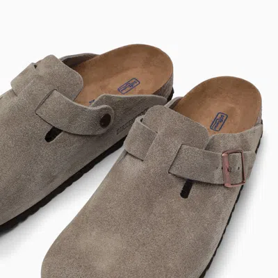 Shop Birkenstock Taupe Boston Sandal In Suede In Beige