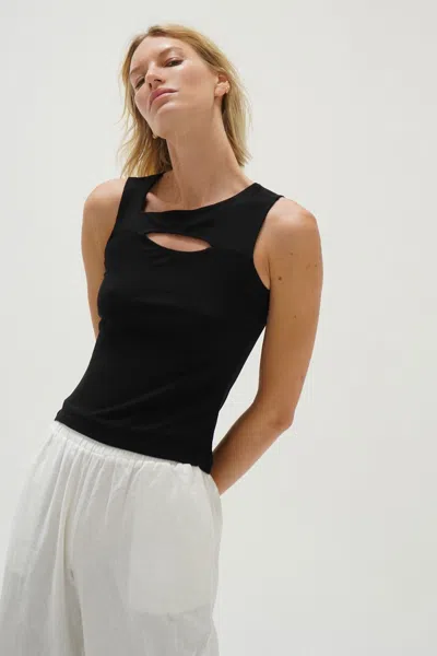 Shop Lna Clothing Erin Cut Out Ribbed Tank In Black