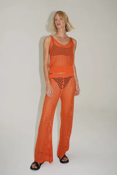 Shop Lna Clothing Kismet Open Knit Pant In Summer Coral