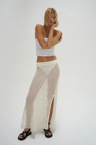 Shop Lna Clothing Kylie Open Knit Skirt In Ivory