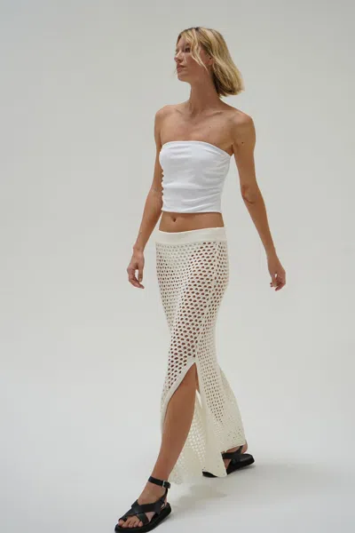 Shop Lna Clothing Kylie Open Knit Skirt In Ivory