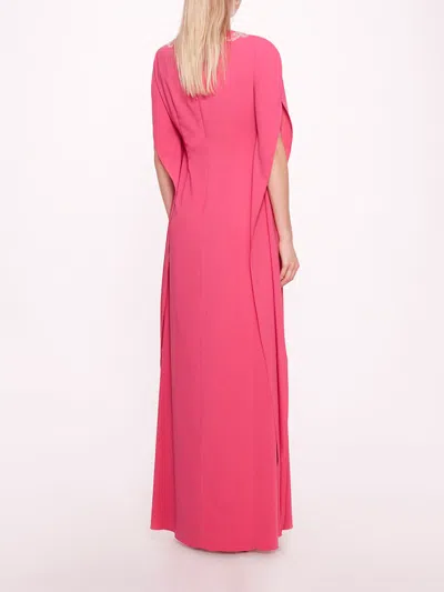 Marchesa Embroidered Crepe Kaftan In Pink