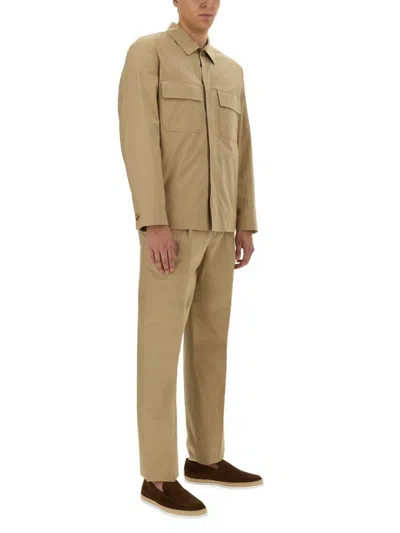 Shop Lardini Regular Fit Pants In Beige