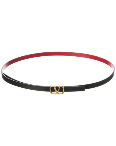 Shop Valentino Vlogo 5mm Reversible Leather Belt In Black