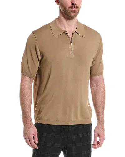 Shop Elie Tahari Half-zip Polo Shirt In Brown