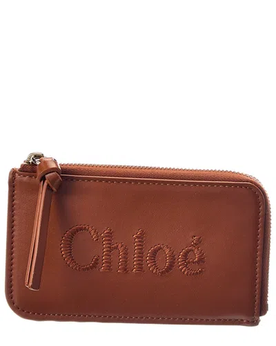 Shop Chloé Sense Leather Coin Purse In Brown