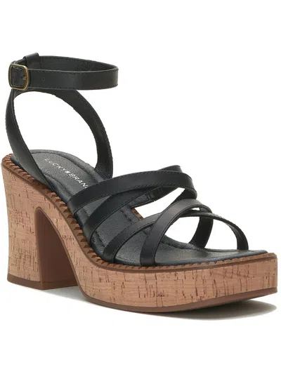 Shop Lucky Brand Taiza Womens Leather Strappy Platform Sandals In Black